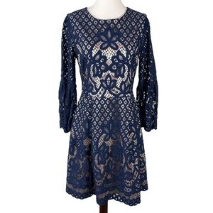 Eliza J Navy Lace Overlay Dress